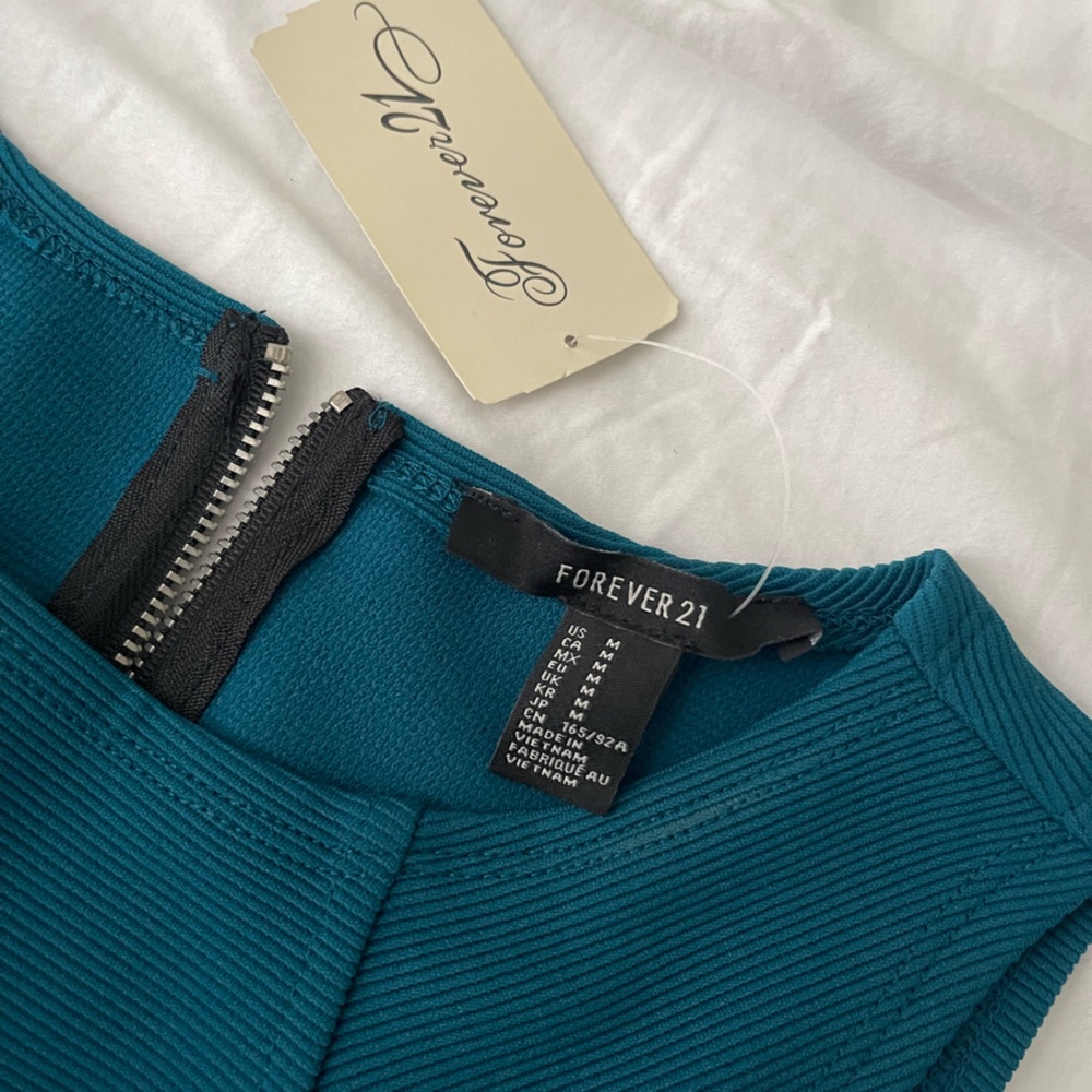 Forever 21 Sleeveless Teal Sheath Dress size medium - Picture 2 of 3